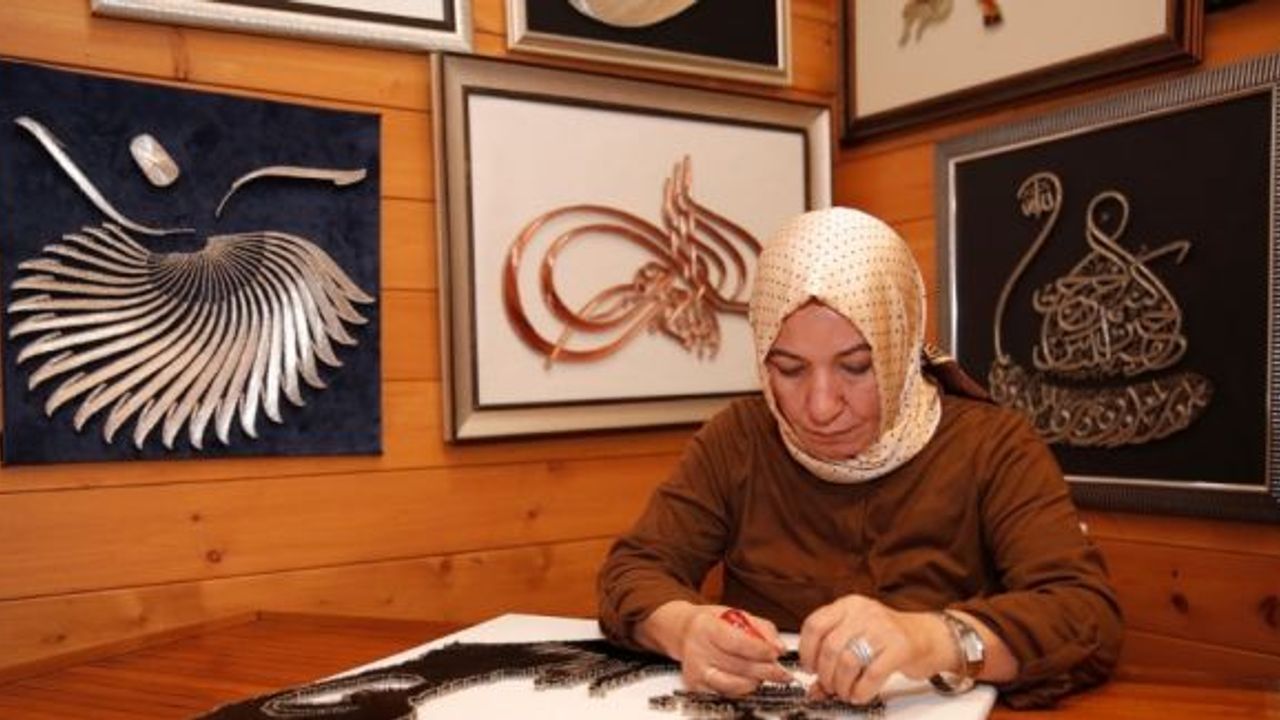 Tel ve çivi ile Cumhurbaşkanı Erdoğan’ın silüetini yaptı