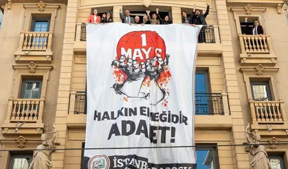 İstanbul Barosu binasına 1 Mayıs pankartı asıldı: 'Halkın ekmeğidir adalet'