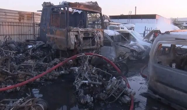 Yediemin otoparkında yangın: 50 motosiklet ve 12 araç yandı