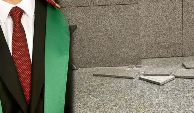 Adliyenin duvar kaplaması avukatın üzerine düştü!