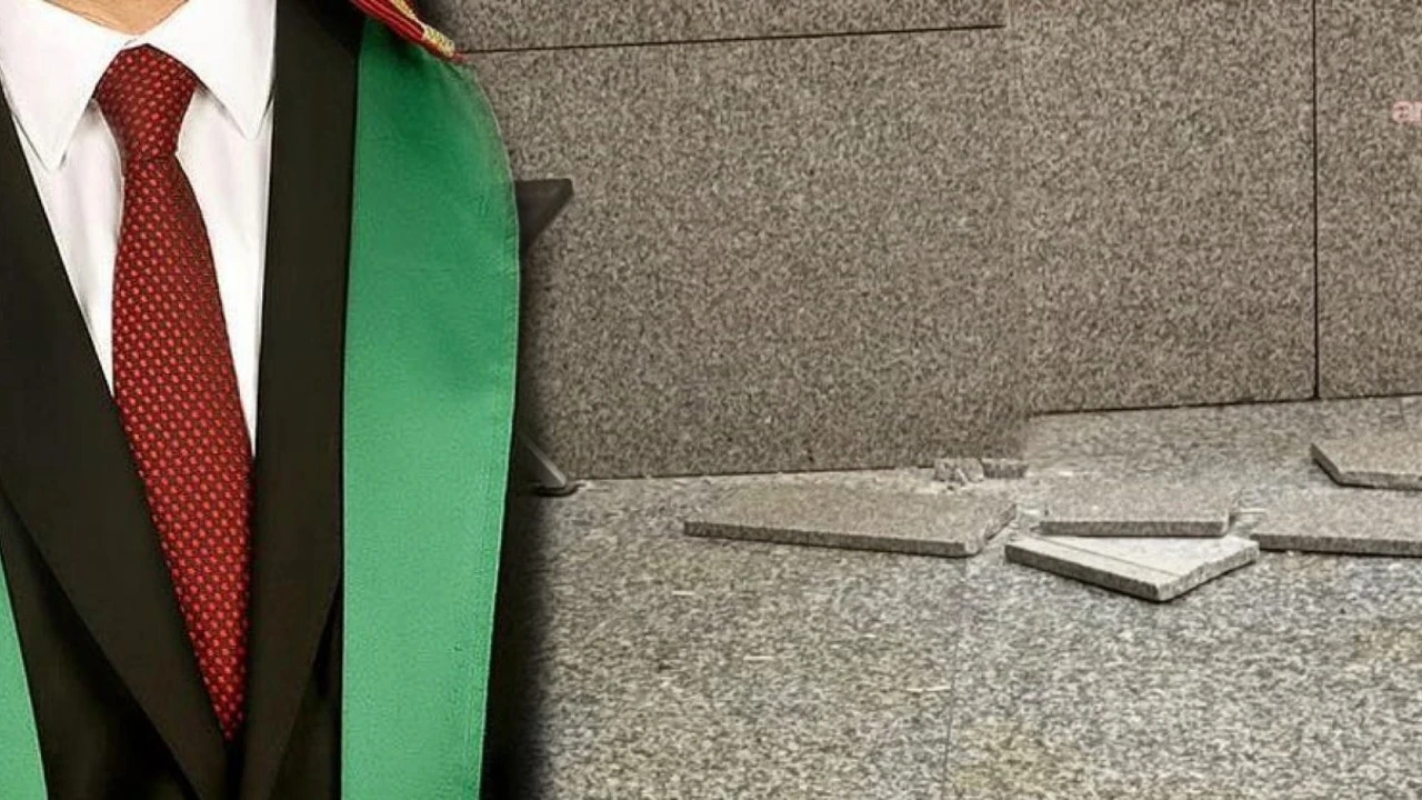 Adliyenin duvar kaplaması avukatın üzerine düştü!